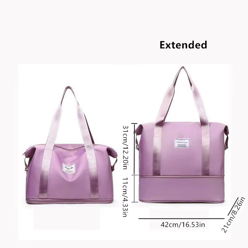 Sac de voyage double couche pliable et à la mode promotionnel ; Sac à main multifonctionnel organisateur de sac à bagages ; Sac de maternité extensible portable léger ; Sac de sport unisexe de séparat