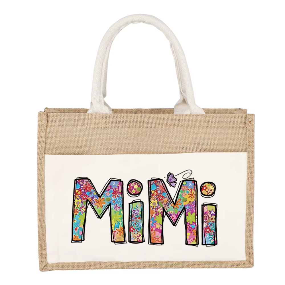 Sac fourre-tout portable en jute, sacs à provisions, série spinale, sacs à main de plage légers, 35% lin, sacs de rangement d'épicerie