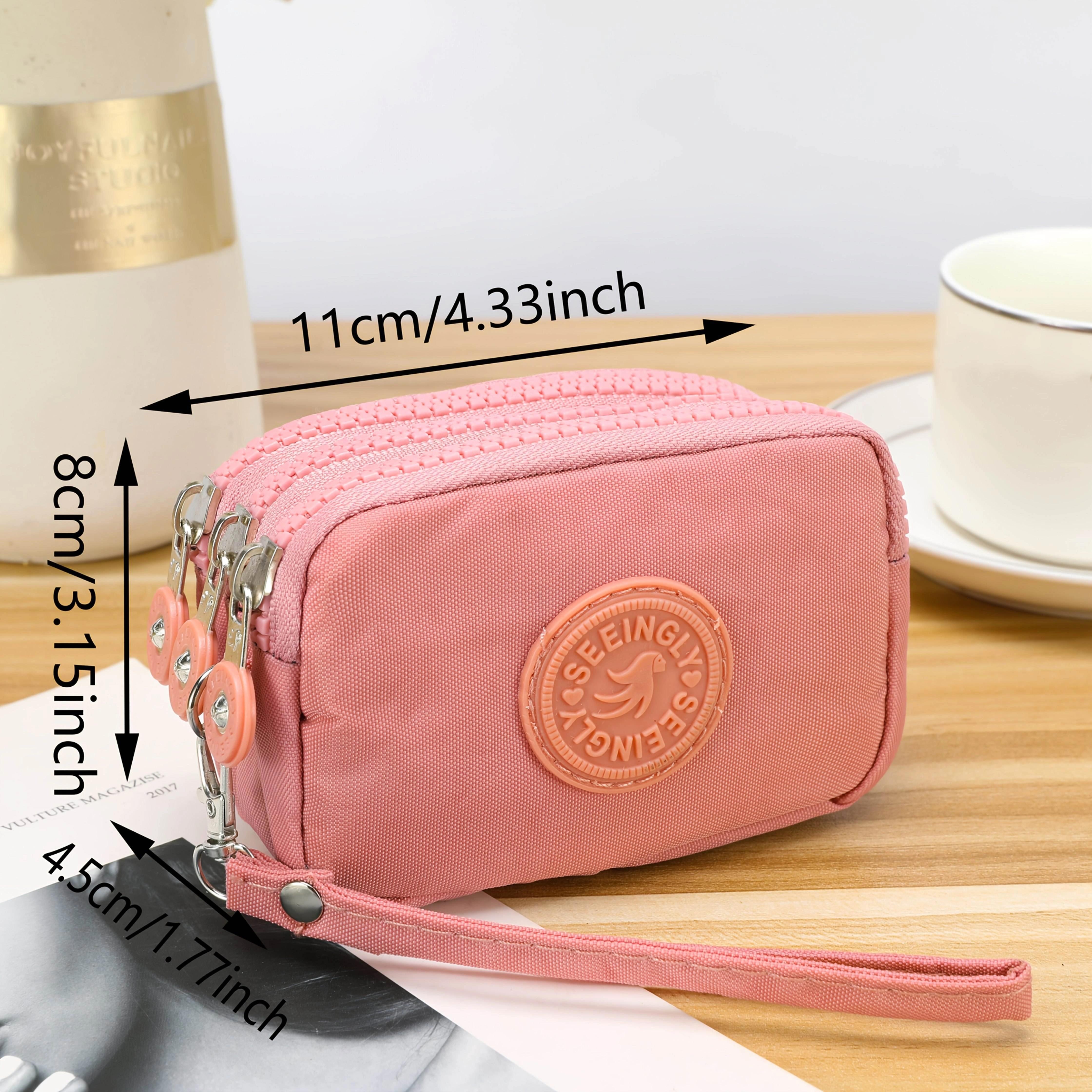 1 mini porte-monnaie en nylon facile à utiliser - une mini pochette à clés avec trois fermetures éclair, idéale pour les femmes comme petit portefeuille facile à gérer