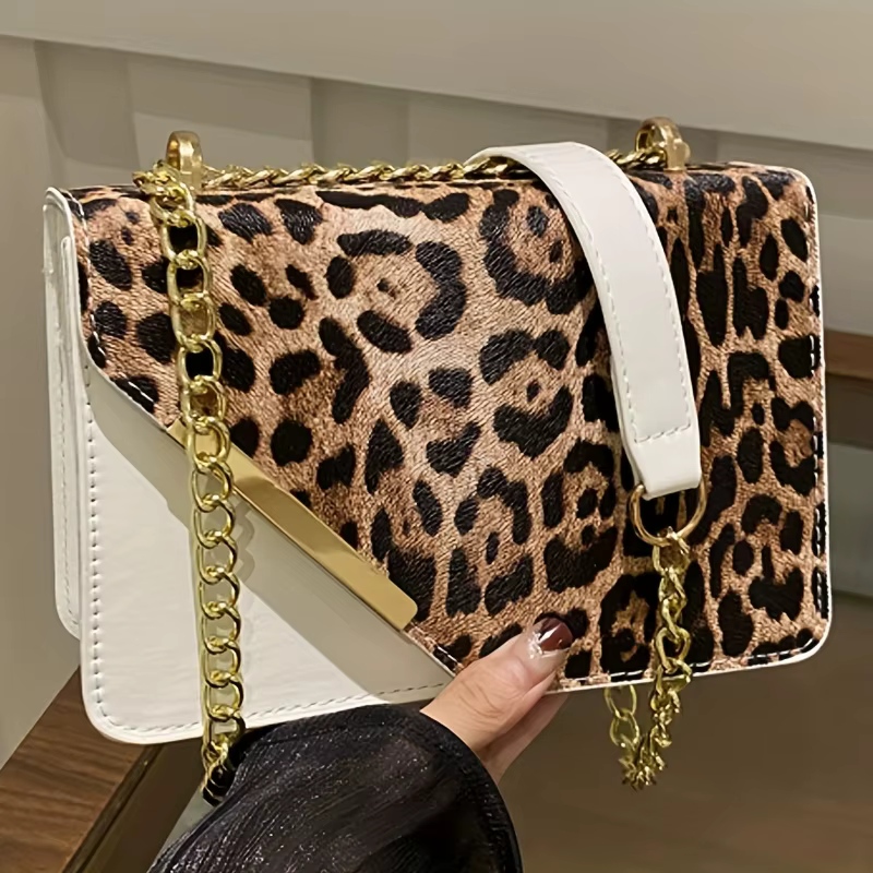Sac à bandoulière pour femme à imprimé léopard