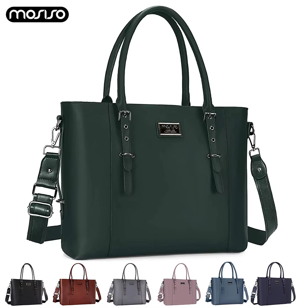 MOSISO sac fourre-tout pour femmes pour MacBook Air Pro 13.3 15.6 17.3 pouces Dell ordinateur portable sac étanche en cuir PU grande capacité