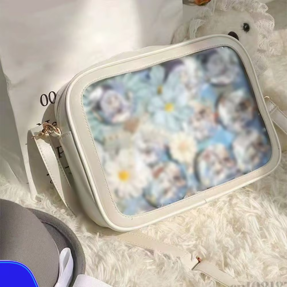 Sac bandoulière transparent carré pour femme avec affichage de badges