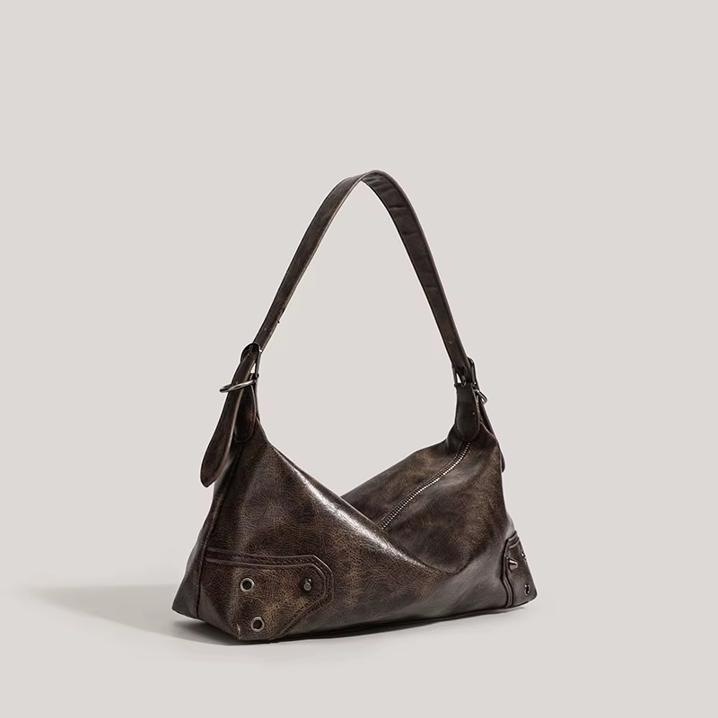 Sac Baguette sous les bras en cuir souple, sac à bandoulière polyvalent marron