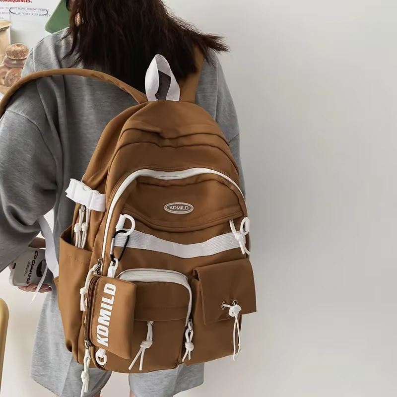 Sac à Dos en Toile à Fermeture Éclair de Grande Capacité, Cartable de Voyage pour Ordinateur, pour Jeune Étudiante et Homme