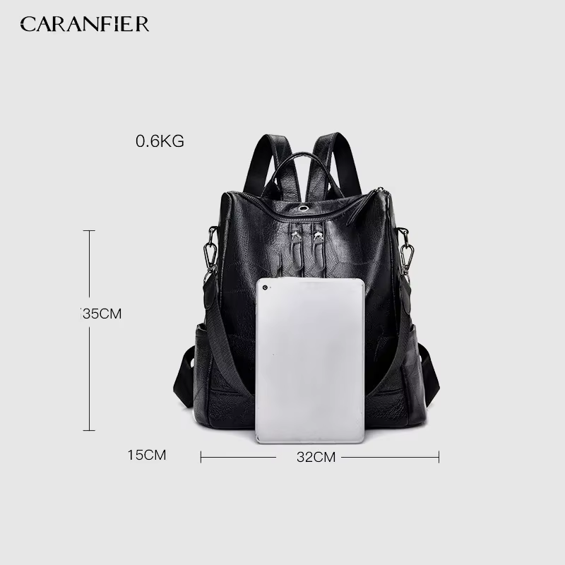 CARANFIER femmes sac à dos de haute qualité jeunes sacs à dos en cuir pour adolescentes femme école sac à bandoulière sac à dos mochila