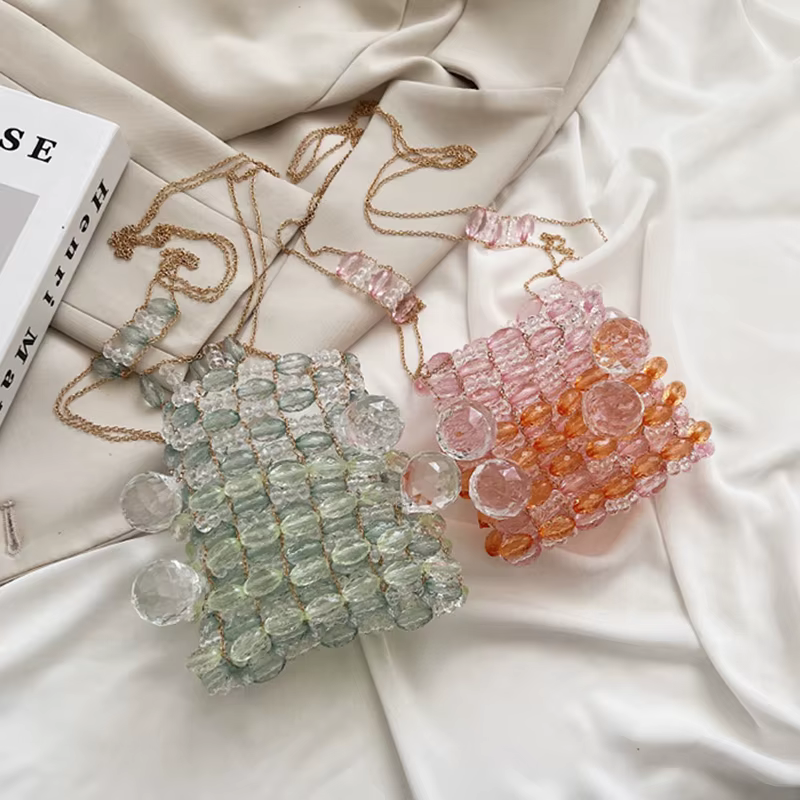 Sac à main en acrylique perlé pour filles