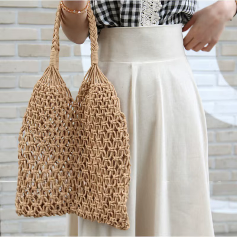 Sac à main bandoulière bohème en crochet ajouré à une épaule avec poche intérieure