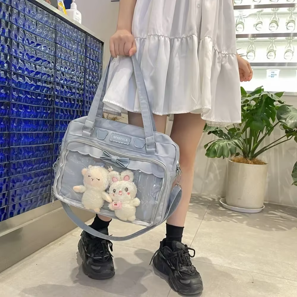 Japonais mignon Transparent toile Itabag mode filles un sac à bandoulière étudiant personnalité sac