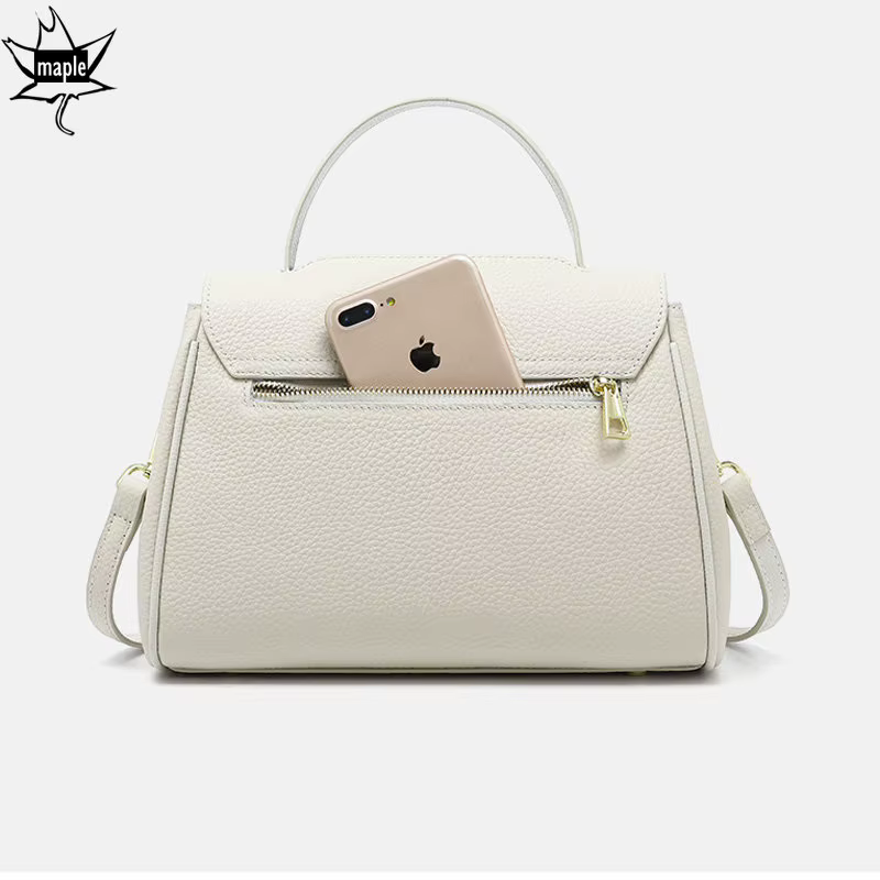 Sac messager beige blanc à 2 sangles pour femme