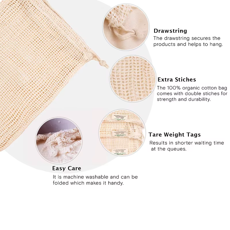 Sac en maille de coton réutilisable