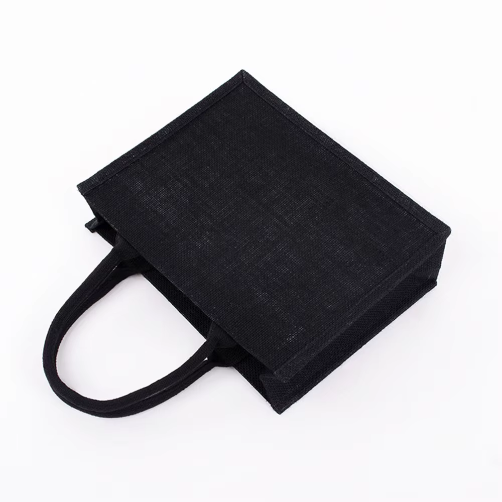 Grand sac fourre-tout en toile de jute noire
