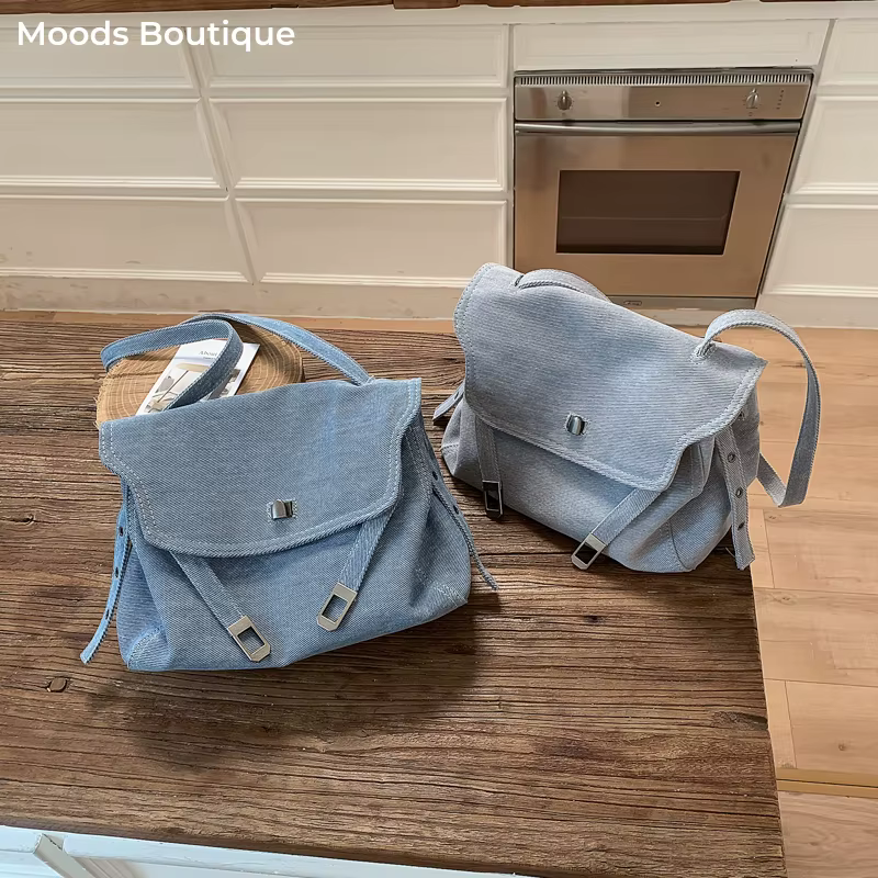 Sacs à bandoulière à rabat pour femmes en jean avec fermoir métallique