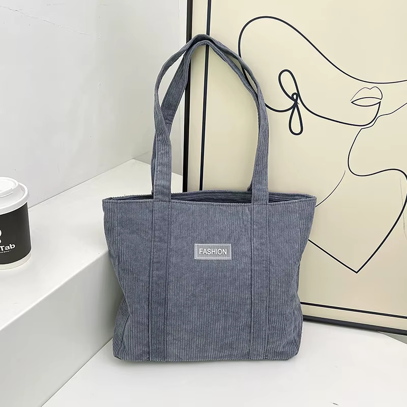 Sac à bandoulière en velours côtelé de grande capacité pour femmes