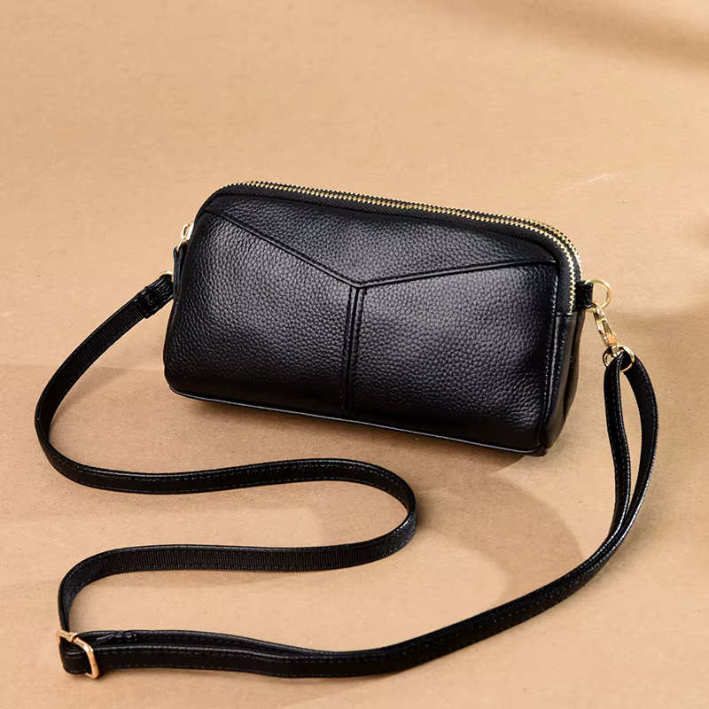 Petit sac bandoulière en cuir véritable pour femme