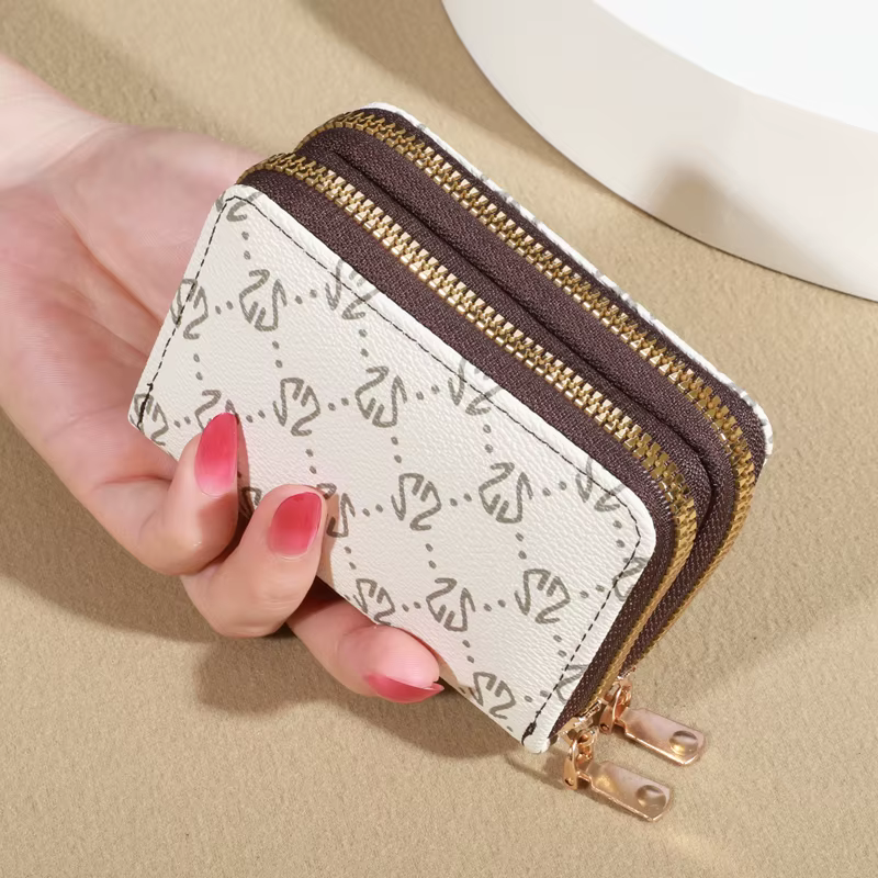 Porte-cartes à glissière vintage chic pour femmes