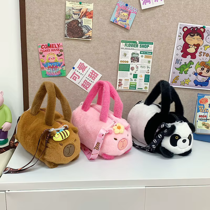 Nouveau Capybara sac à bandoulière coton dessin animé Animal seau sac en peluche sac fille