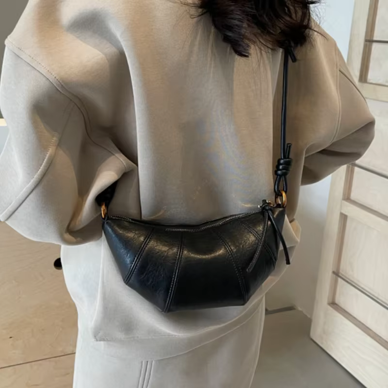Sac à bandoulière Croissant personnalisé Vintage en cuir PU boulette sac