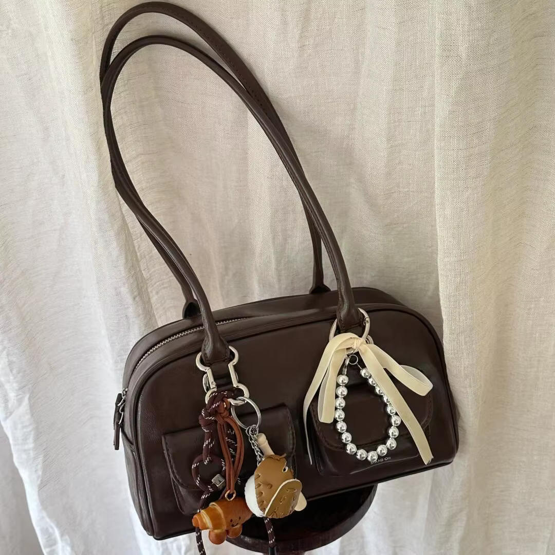 Sac à main de Bowling marron de grande capacité pour femmes