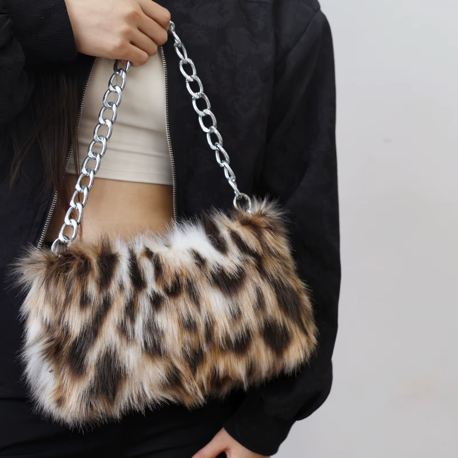 Sac à main de luxe en peluche pour femmes
