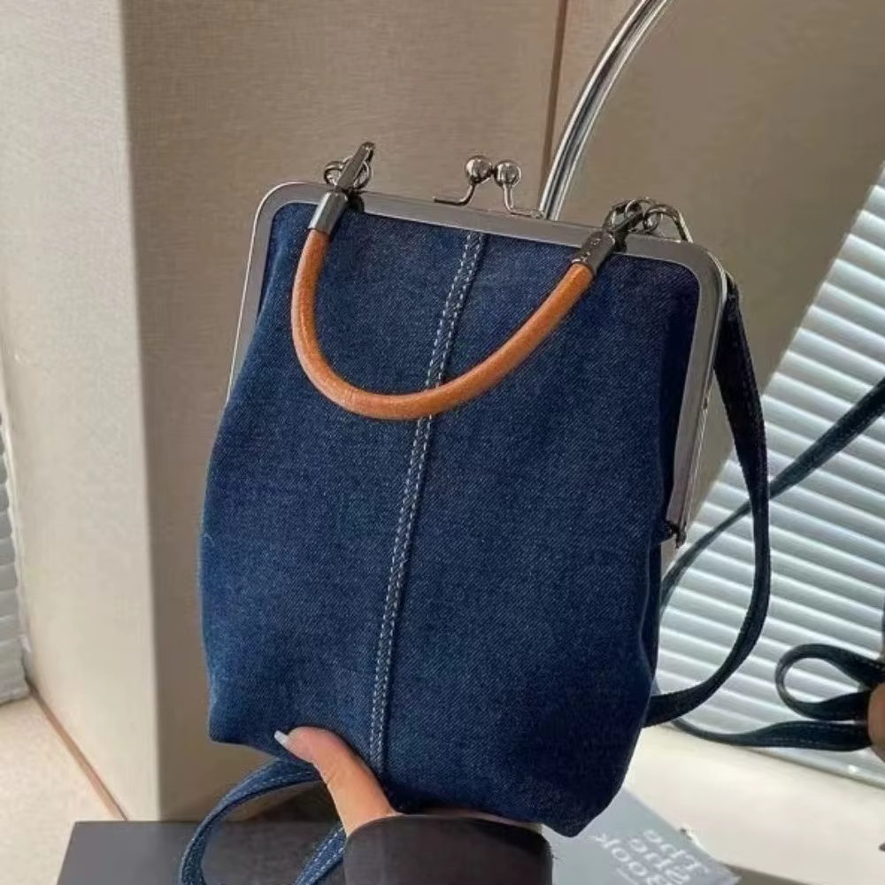 Sac à main en denim bleu marine pour femme