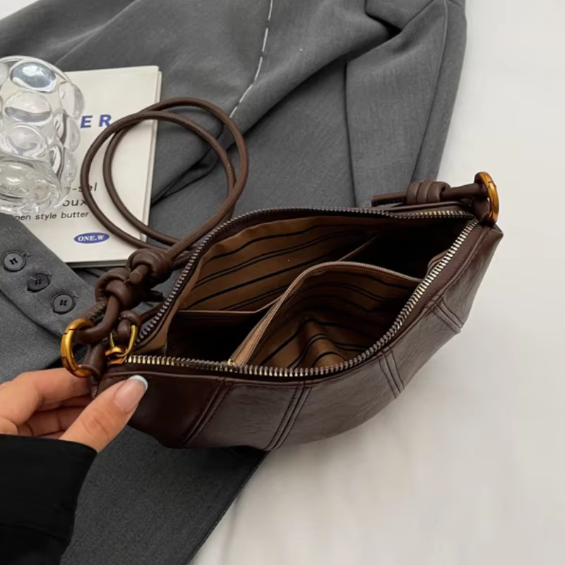 Sac à bandoulière Croissant personnalisé Vintage en cuir PU boulette sac