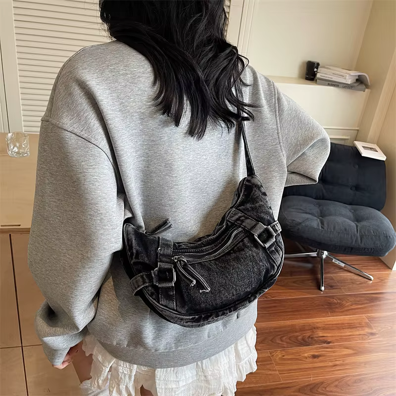 Sac bandoulière mini en jean délavé tendance