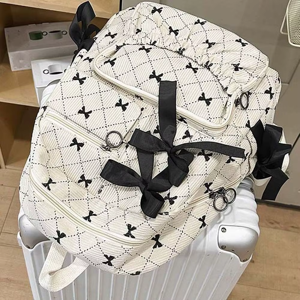 Sac à dos en velours côtelé avec nœud