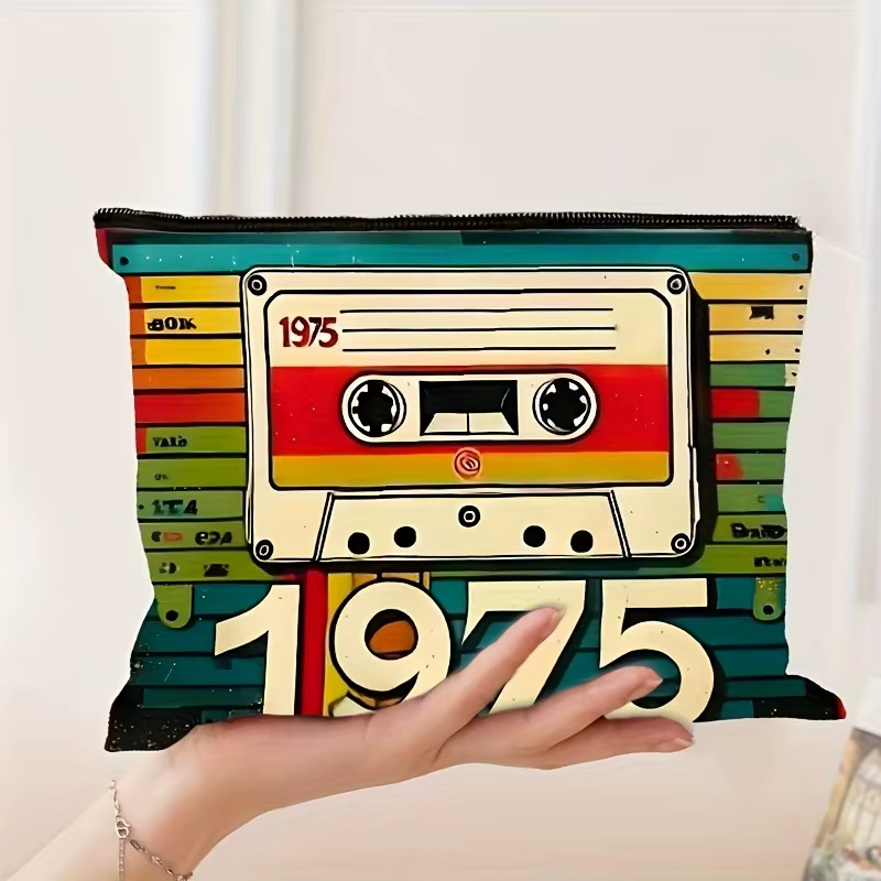 Vintage 1975 Cassette ruban conception sac de maquillage organisateur de voyage femmes sac cosmétique stockage nostalgique accessoire cadeau de vacances