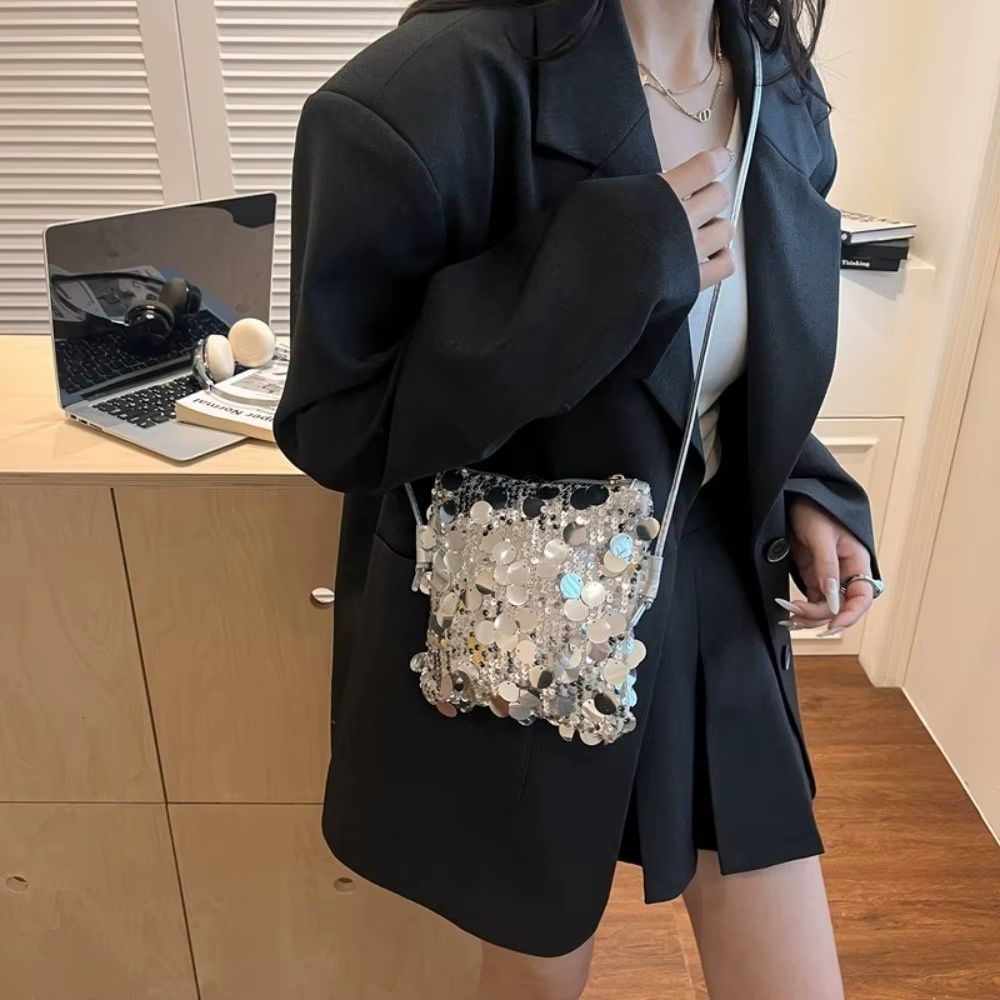 Sac à bandoulière mini en sequins pour femme