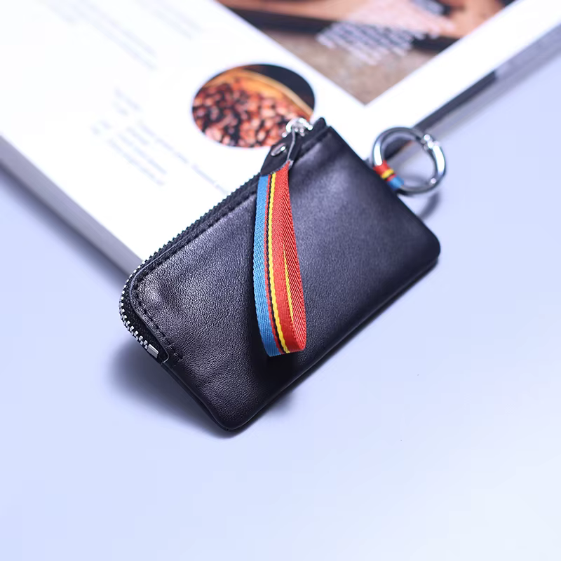Mini sac à main pour hommes portefeuille femmes en cuir véritable fermeture éclair marque courte dame petit étui à clés