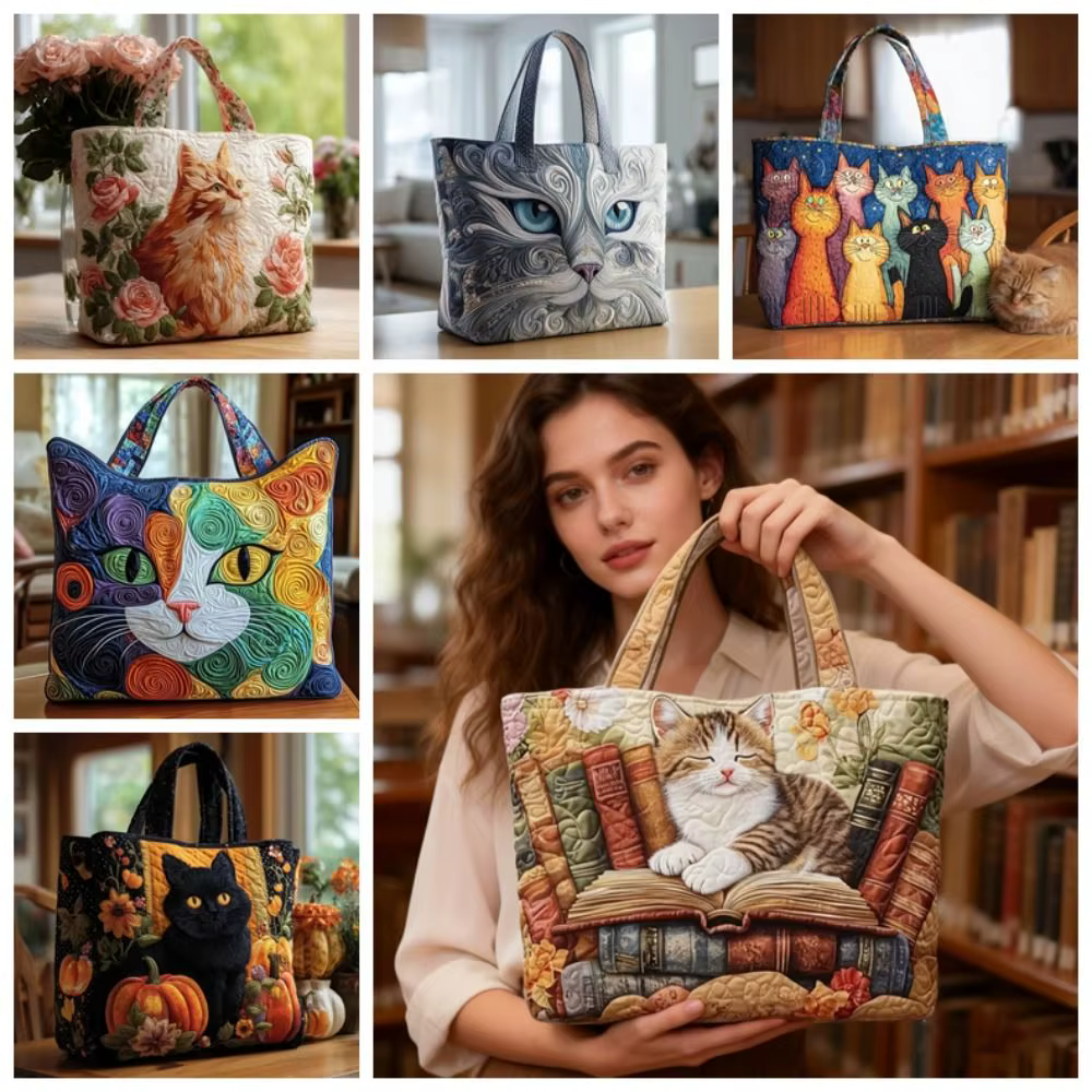 Sac fourre-tout pour femmes à motifs de chats