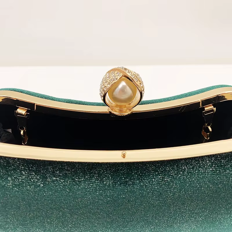 Design de luxe femmes sacs de soirée vert pochette sac à main épaule deux chaînes fête de mariage femme