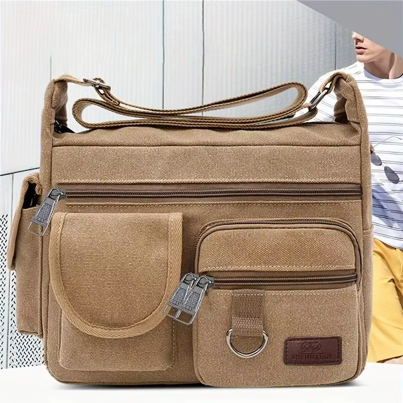 Nouveau Nouveau sac à bandoulière multi-poches sac de messager pour étudiant voyage sac casual