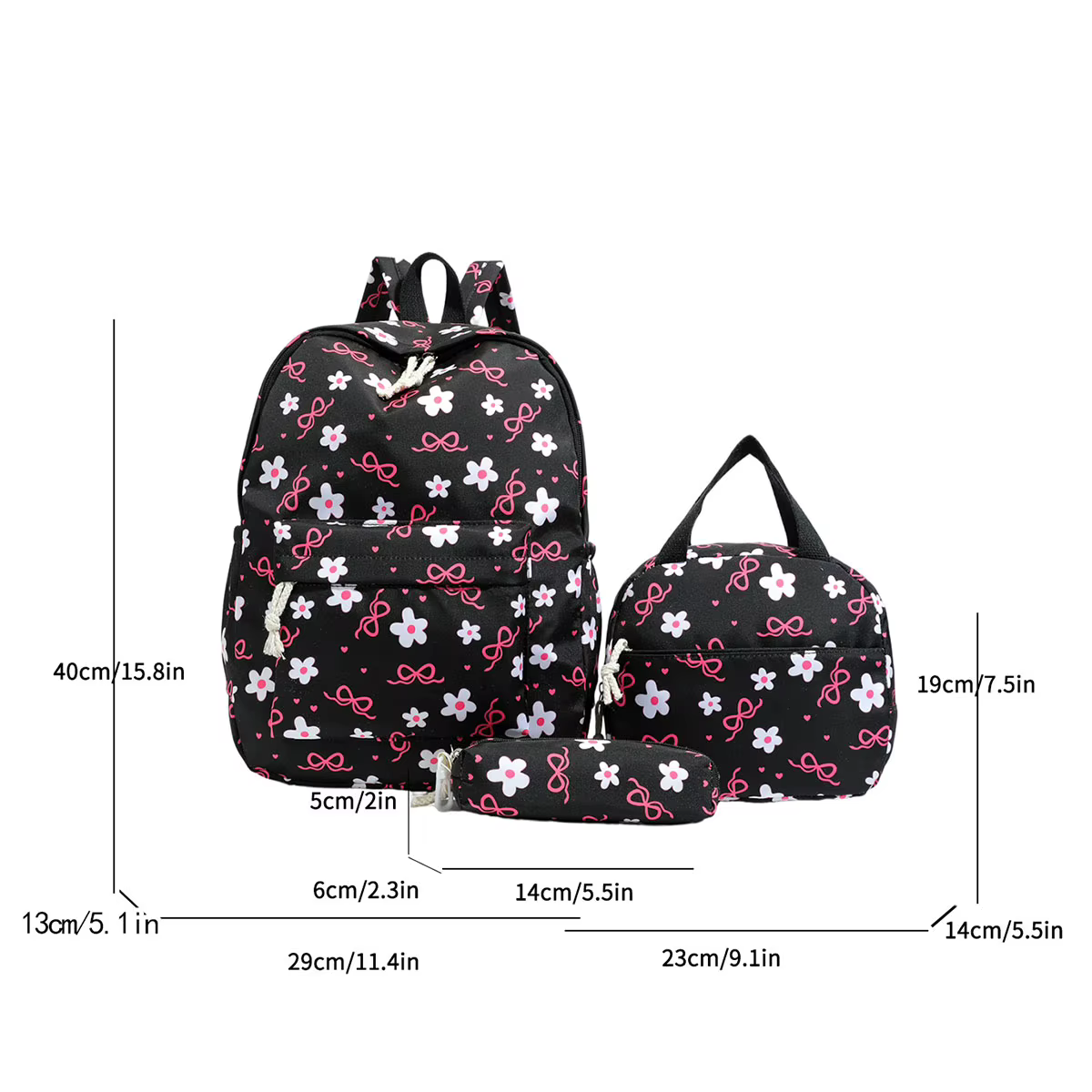 Sac à dos imprimé fleurs avec nœud