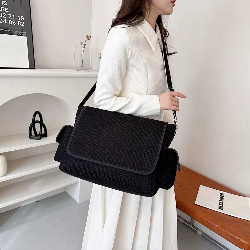 Sac à bandoulière en toile de grande capacité pour femme