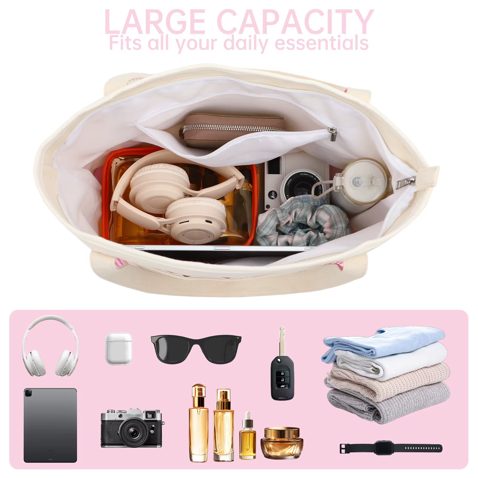 Sac fourre-tout en toile vichy pour femmes