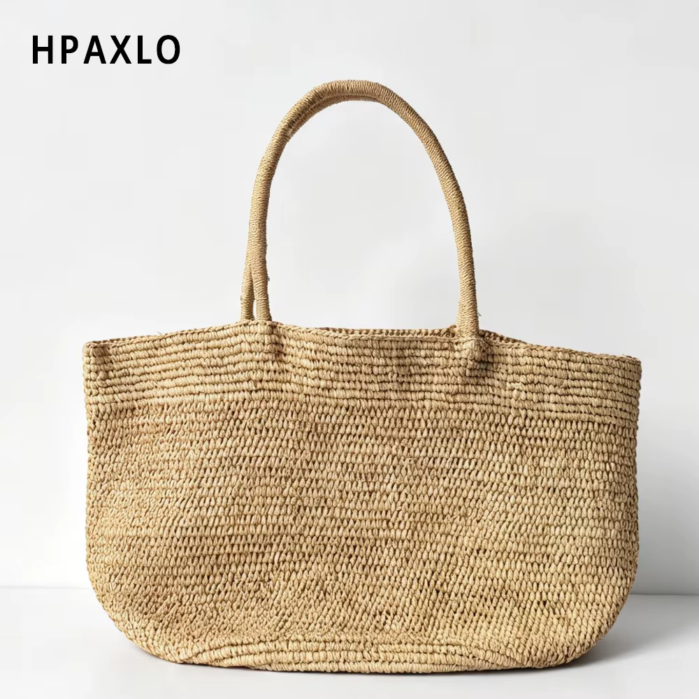 Sac fourre-tout en raphia tressé pour femme