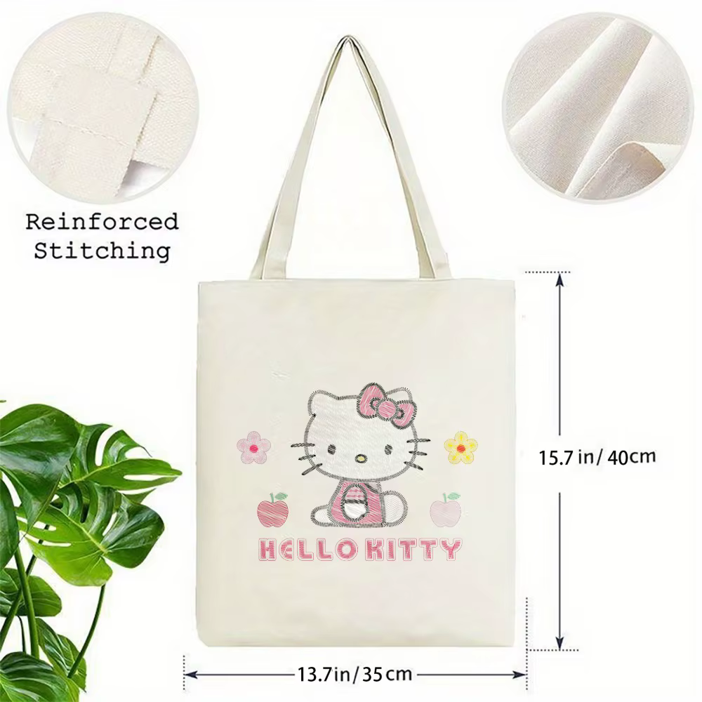 Sac fourre-tout Kawaii Hello Kitty - Sac à main en toile sur le thème des pastels