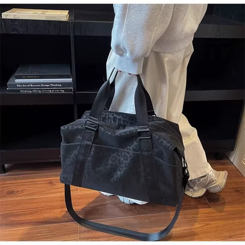 Sac à bandoulière grande capacité à imprimé léopard pour femme