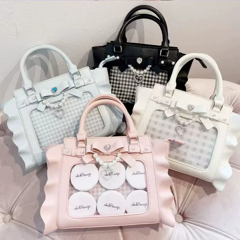 Harajuku carré rose Ita sac femmes nouveau japonais perle poignée sac de messager portefeuille femme doux mignon sacs à bandoulière esthétique