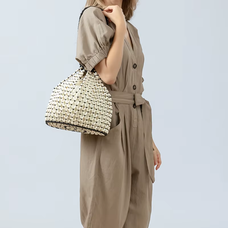 Sac à main en perles de bois tissé à la main pour femmes