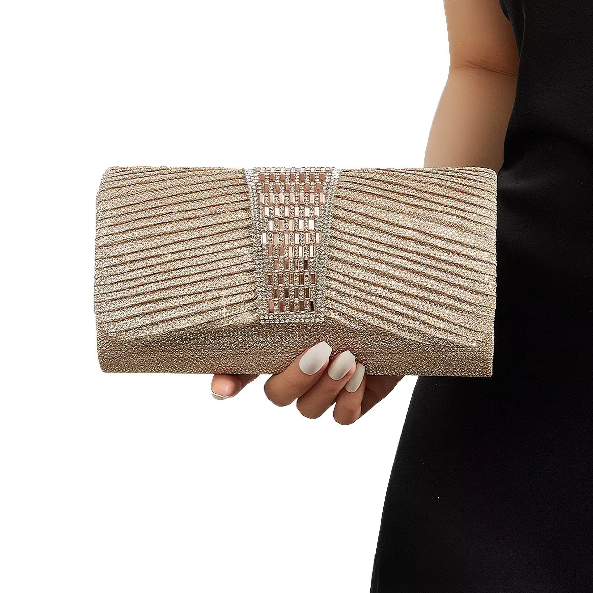 Nouvelle Pochette de Soirée Plissée Tendance en Satin