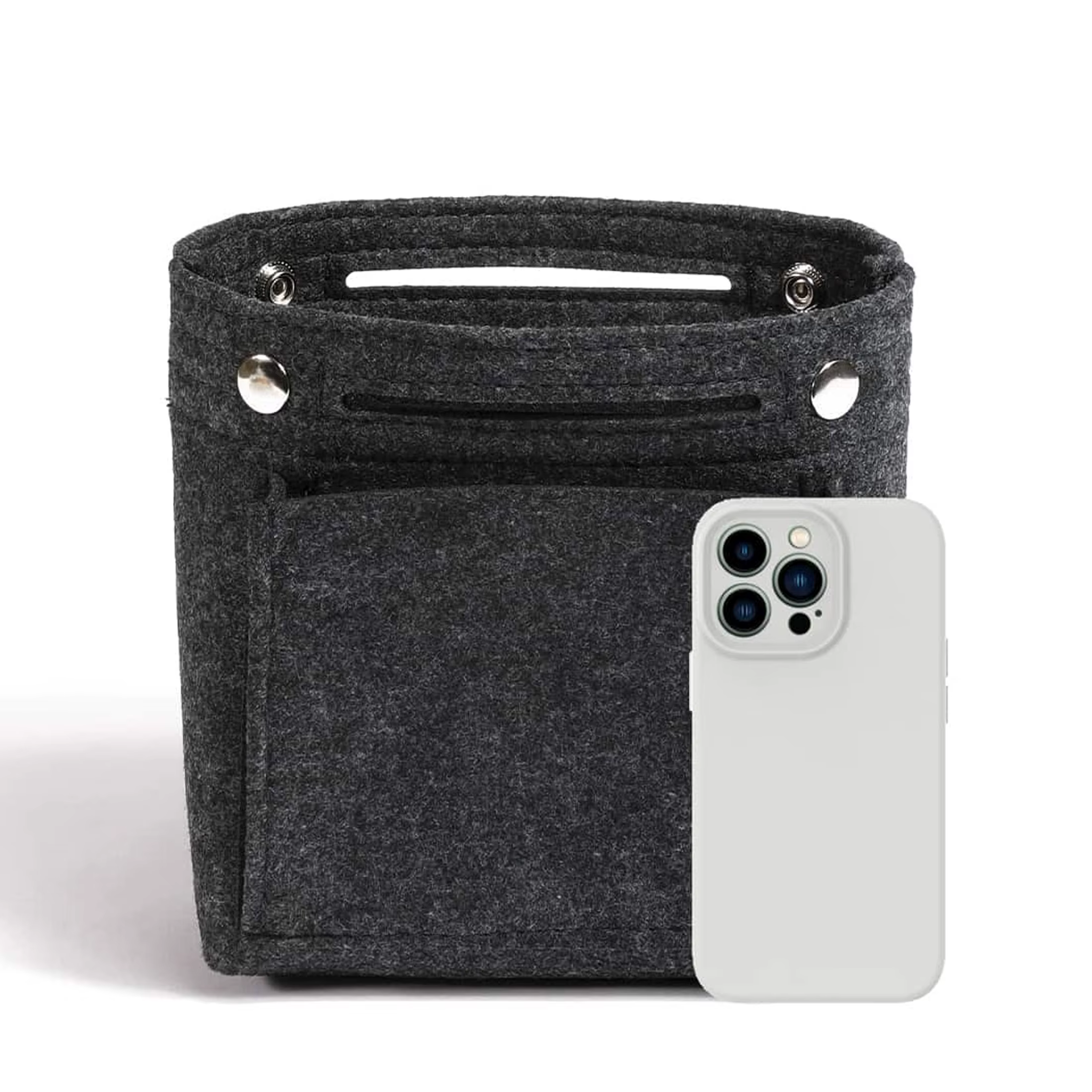 Organisateur de sac à main en feutre ultra-plat avec fermeture à bouton-pression
