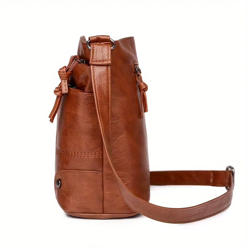 Sac bandoulière en cuir de style vintage avec compartiments multi-couches