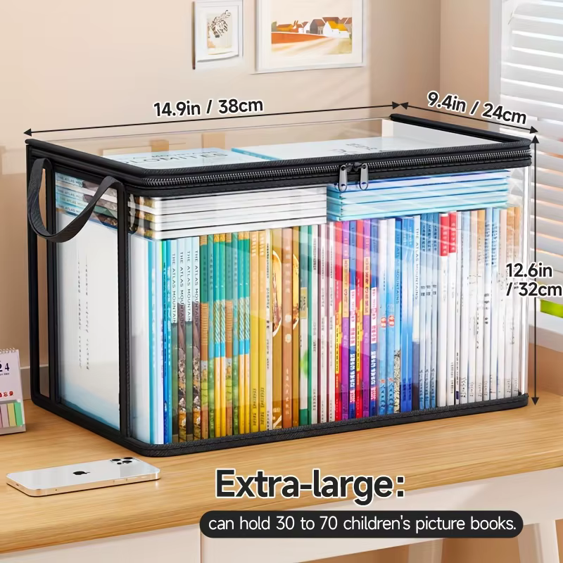 Sac de rangement en PVC avec couvercle rabattable et fenêtre de visualisation – Organisateur rectangulaire durable pour