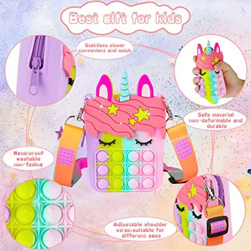 Sac bandoulière Licorne anti-stress pour filles