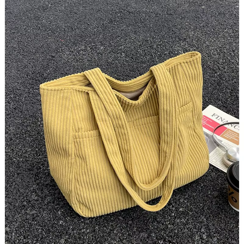 Velours côtelé couleur unie mode fourre-tout décontracté grande capacité 2025 haute qualité sacs pour femmes Simple
