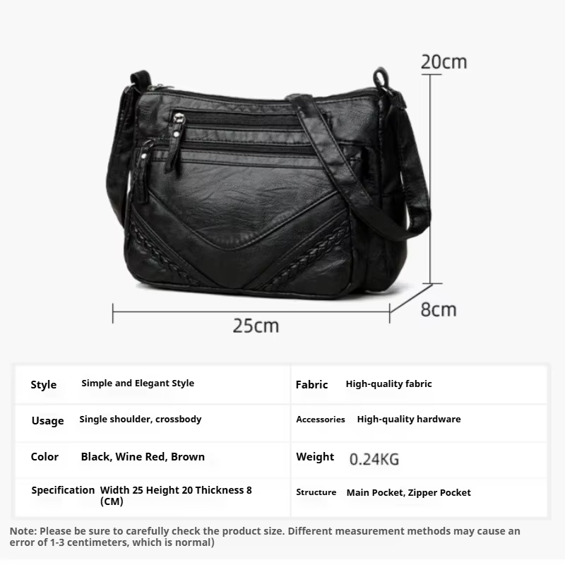 Sac bandoulière pour femme en cuir souple lavé