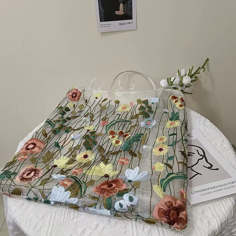 Sac à bandoulière en dentelle brodée pour femmes