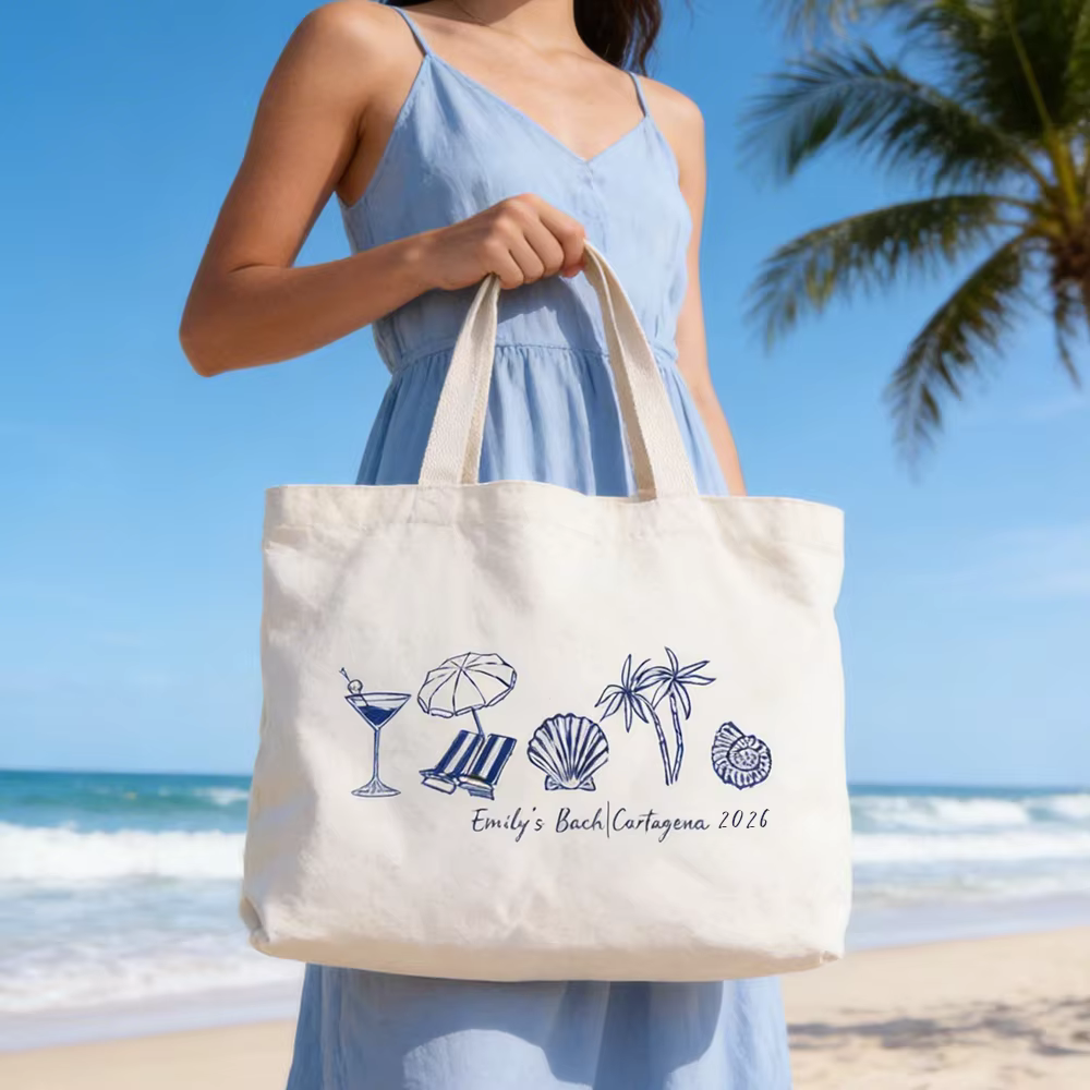 Sac fourre-tout personnalisé style doodle côtier